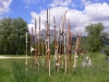 „Gräser“ Installation, Keramik unterschiedliche Tonsorten Elektrobrand 1240 °C, Höhe: 100 bis 250 cm